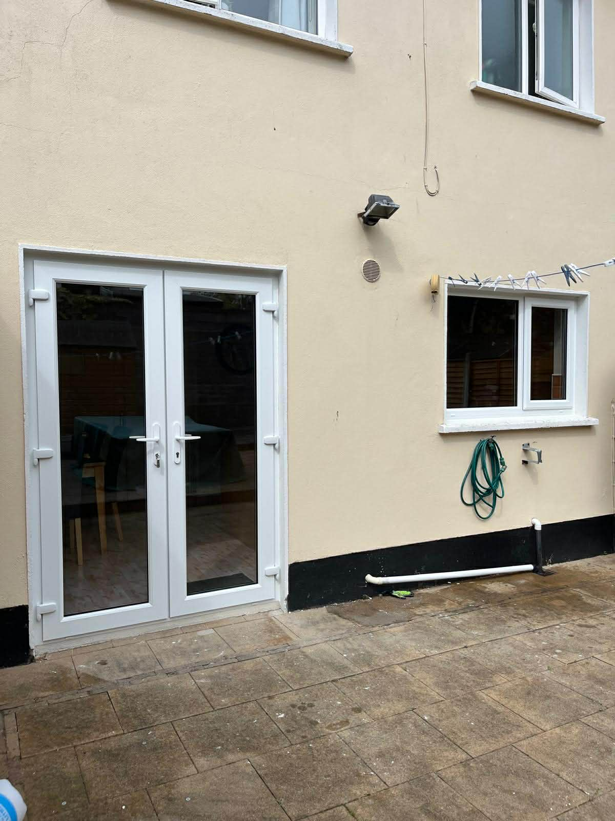 White PVC back doors exterior view